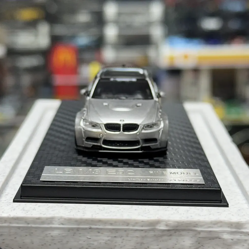 Thumbnail: BMW M3 E92 LB MODIFIED LBWK BRIGHT SILVER 1/64 DIECAST CAR BY FINE MODEL