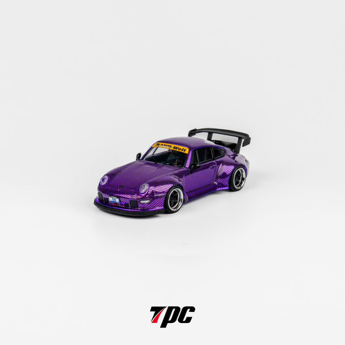 PORSCHE RWB 964 CHROME PURPLE CARBON FIBER 1/64 DIECAST CAR MODEL