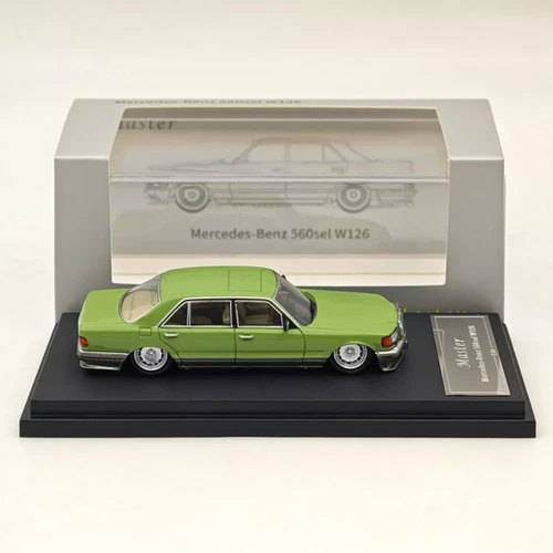 MERCEDES BENZ 560SEL W126 GREEN LOWRIDE 1/64 DIECAST CAR MODEL BY