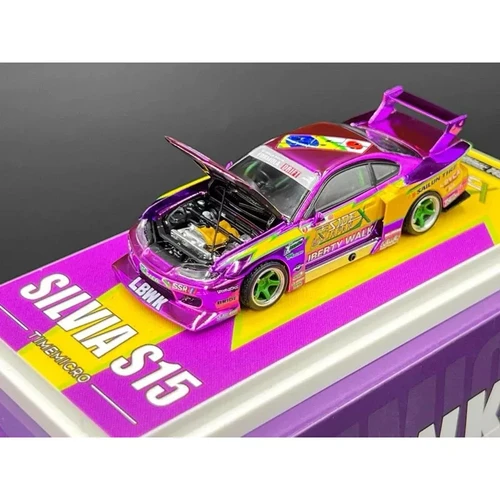 NISSAN SILVIA S15 LBWK HOOD OPENS 1/64 DIECAST CAR BY TIME MICRO
