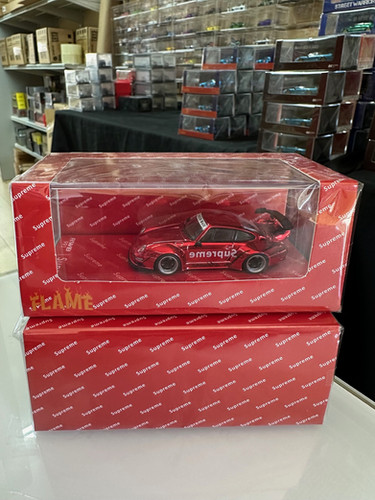PORSCHE RWB 993 SUPREME LIVERY RED CHROME 1/64 DIECAST CAR MODEL