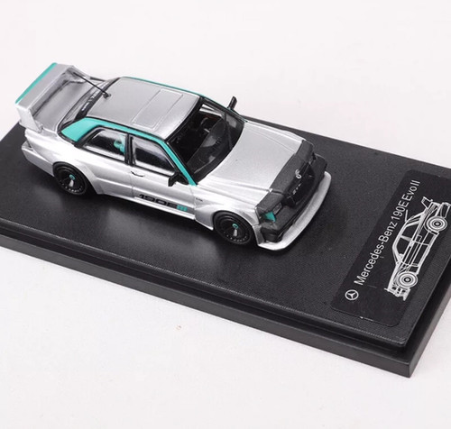 MERCEDES BENZ 190E EVO II SILVER 1/64 SCALE DIECAST CAR