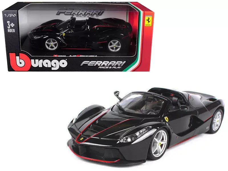 FERRARI LAFERRARI APERTA F70 BLACK 1/24 SCALE DIECAST CAR MODEL BY BBURAGO 26022