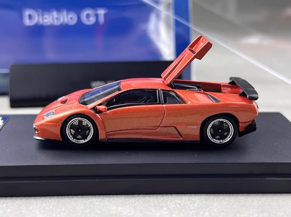 LAMBORGHINI DIABLO GT 1998 HOOD OPENS ORANGE 1/64 DIECAST