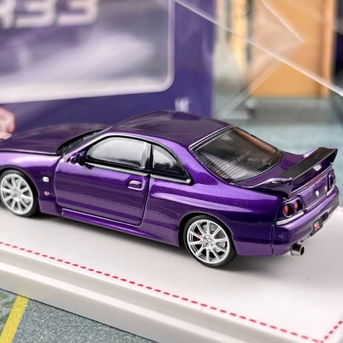 NISSAN SKYLINE GT-R R33 CHROME WHEELS PURPLE HOOD OPENS 1/64 CAR