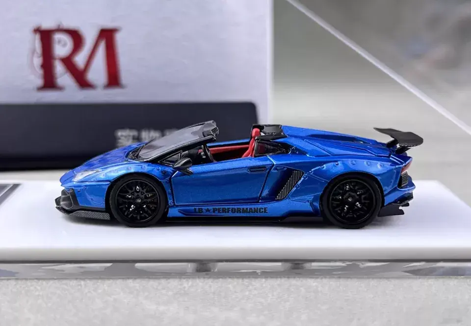 Thumbnail: LAMBORGHINI AVENTADOR LP700-4 BLUE FULLY OPENING 1/64 DIECAST CAR BY RHINO