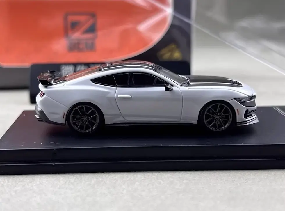 Thumbnail: FORD MUSTANG DARK HORSE WHITE BLACK TOP HOOD OPENS 1/64 DIECAST CAR BY DCM