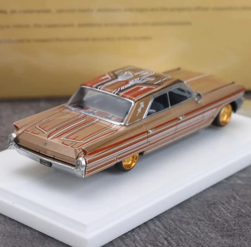 CADILLAC DEVILLE LOWRIDER METALLIC RED COPPER 1/64 DIECAST CAR BY