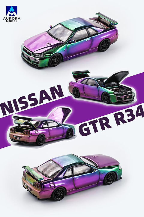 NISSAN SKYLINE GT-R R34 DONGGUAN AIT EXHIBITION CHROME MAGIC 1/64