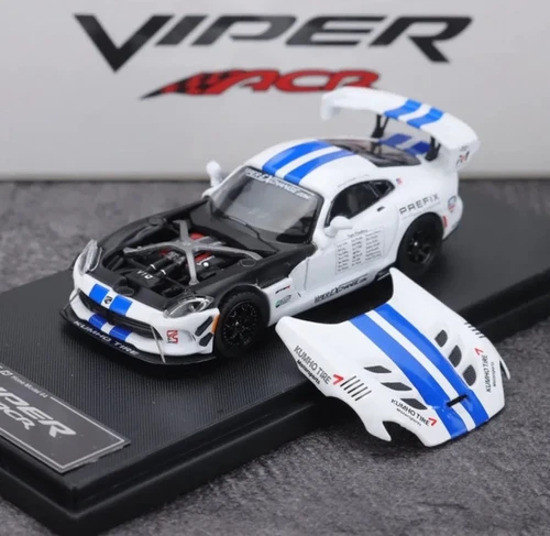 DODGE VIPER ACR WHITE NURNURGRING HOOD COMES OFF 1/64 DIECAST CAR