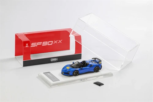 FERRARI SF90 XX ROADSTER WITH TOP COMING OFF BLUE 1/64 DIECAST CAR