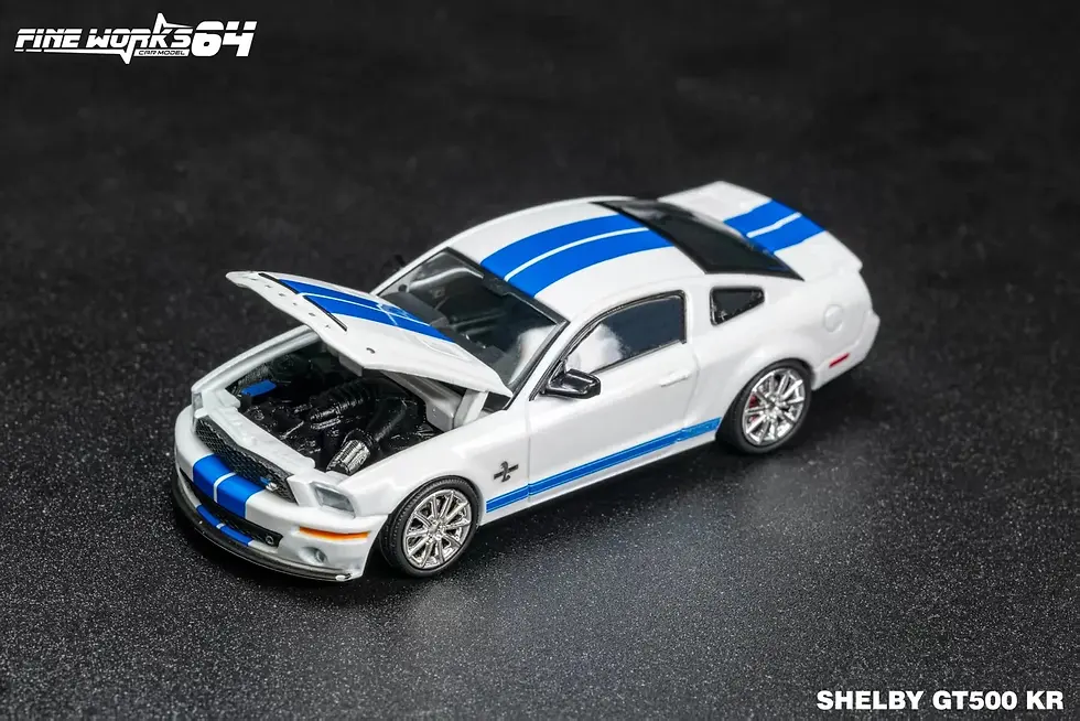 Thumbnail: FORD MUSTANG SHELBY GT500 HOOD OPENS WHITE 1/64 DIECAST CAR BY FINE WORKS