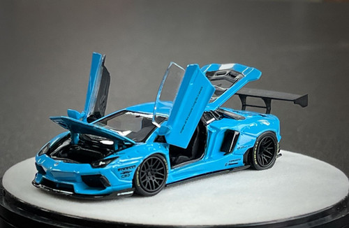 LAMBORGHINI AVENTADOR LBWK BB BLUE FULLY OPENING 1/64 DIECAST CAR