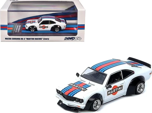 MAZDA RX-3 SAVANNA RHD MARTINI RACING WHITE 1/64 BY INNO INNO64