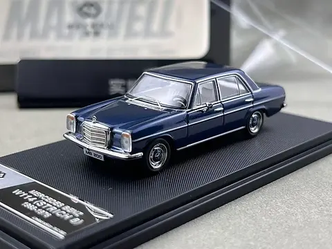 MERCEDES BENZ W114 STRICH 8 BLUE CLASSIC 1/64 DIECAST CAR BY
