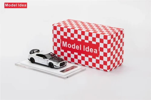 NISSAN SKYLINE GT-R R35 MINES WHITE CARBON HOOD 1/64 RESIN CAR BY