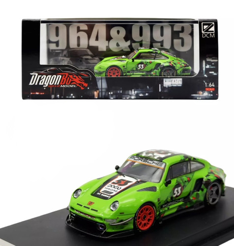Fuelme RWB993 ドラゴンデザイン ミニカー PORSCHE RWB 993 GREEN #53 1/64 SCALE DIECAST CAR MODEL BY DCM D.BO