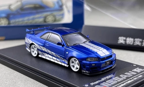 NISSAN SKYLINE GT-R R34 NISMO Z-TUNE BLUE SILVER 1/64 DIECAST BY