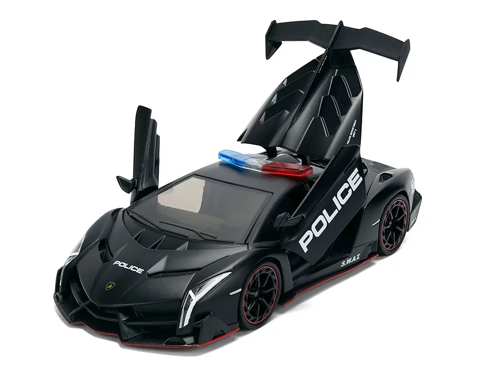 Thumbnail: LAMBORGHINI VENENO POLICE MATT BLACK 1/24 DIECAST CAR CAR BY JADA TOYS 37756