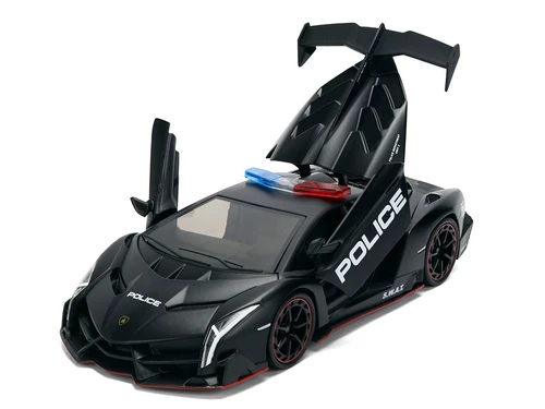 LAMBORGHINI VENENO POLICE MATT BLACK 1/24 DIECAST CAR CAR BY JADA