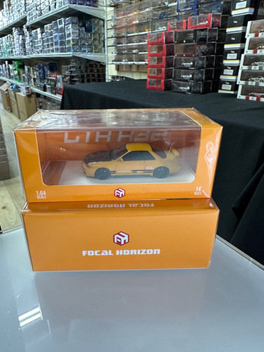 NISSAN SKYLINE GT-R R32 S TUNE YELLOW HOOD OPENS 1/64 DIECAST CAR