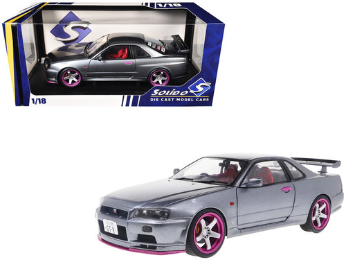 1999 NISSAN SKYLINE GT-R R34 SILVER 1/18 DIECAST CAR MODEL BY