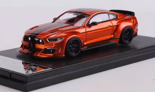 FORD MUSTANG GT ORANGE WITH BLACK STRIPES 1/64 DIECAST BY