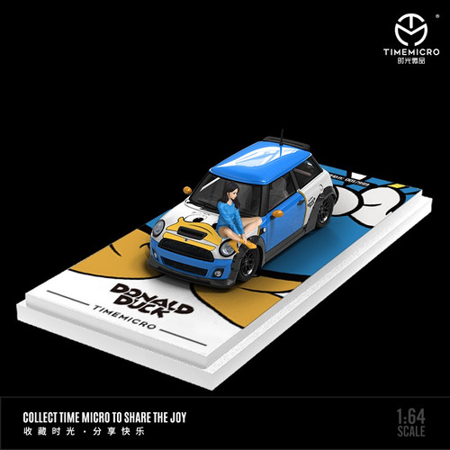 MINI COOPER DONALD DUCK LIVERY WITH FIGURE 1/64 DIECAST CAR MODEL