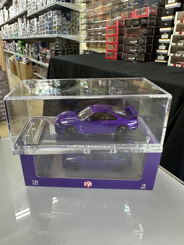 NISSAN SKYLINE GT-R R33 FULL CARBON FIBER PURPLE HOOD OPENS 1/64