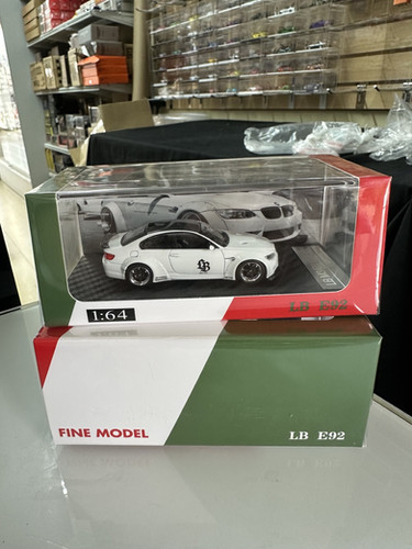 BMW M3 E92 LB MODIFIED LBWK PEARL WHITE 1/64 DIECAST CAR BY FINE