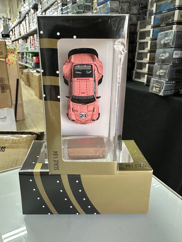 PORSCHE RWB 993 #23 GT WING PINK PIG WITH FIGURE 1/64 DIECAST CAR