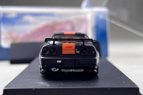 NISSAN SKYLINE GT-R R34 BLACK GULF LIVERY 1/64 DIECAST CAR BY FUJI
