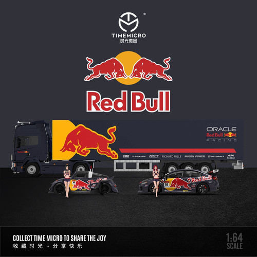 SCANIA TRUCK VW BEETLE SUBARU WRX FIGURE SET RED BULL LIVERY 1/64