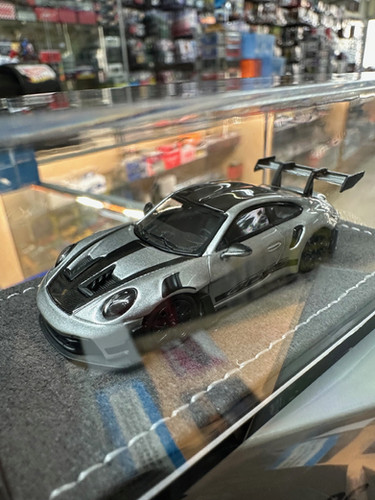 PORSCHE 992 GT3 RS SILVER HIGH END BASE 1/64 DIECAST CAR MODEL BY