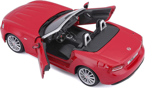 FIAT 124 SPIDER COUPE RED 1/24 SCALE DIECAST CAR MODEL BY BBURAGO