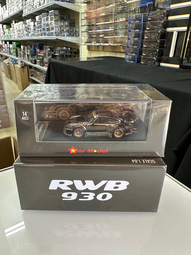 PORSCHE RWB 930 STELLA ARTOIS ELECTROPLATED BLACK 1/64 DIECAST CAR