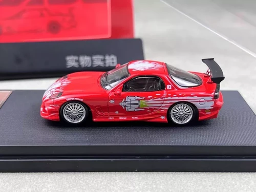 MAZDA RX-7 VEILSIDE RED 1/64 SCALE DIECAST CAR MODEL BY MORTAL