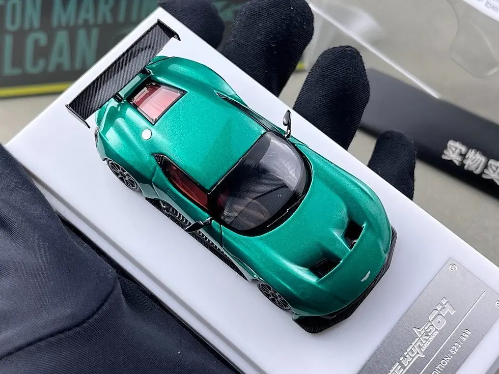 Thumbnail: ASTON MARTIN VULCAN MARTIN GREEN HOOD OPENS 1/64 DIECAST CAR BY FINE WORKS