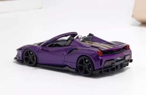 FERRARI 488 PISTA SPIDER PURPLE BLACK WHEELS 299 MADE 1/64 DIECAST
