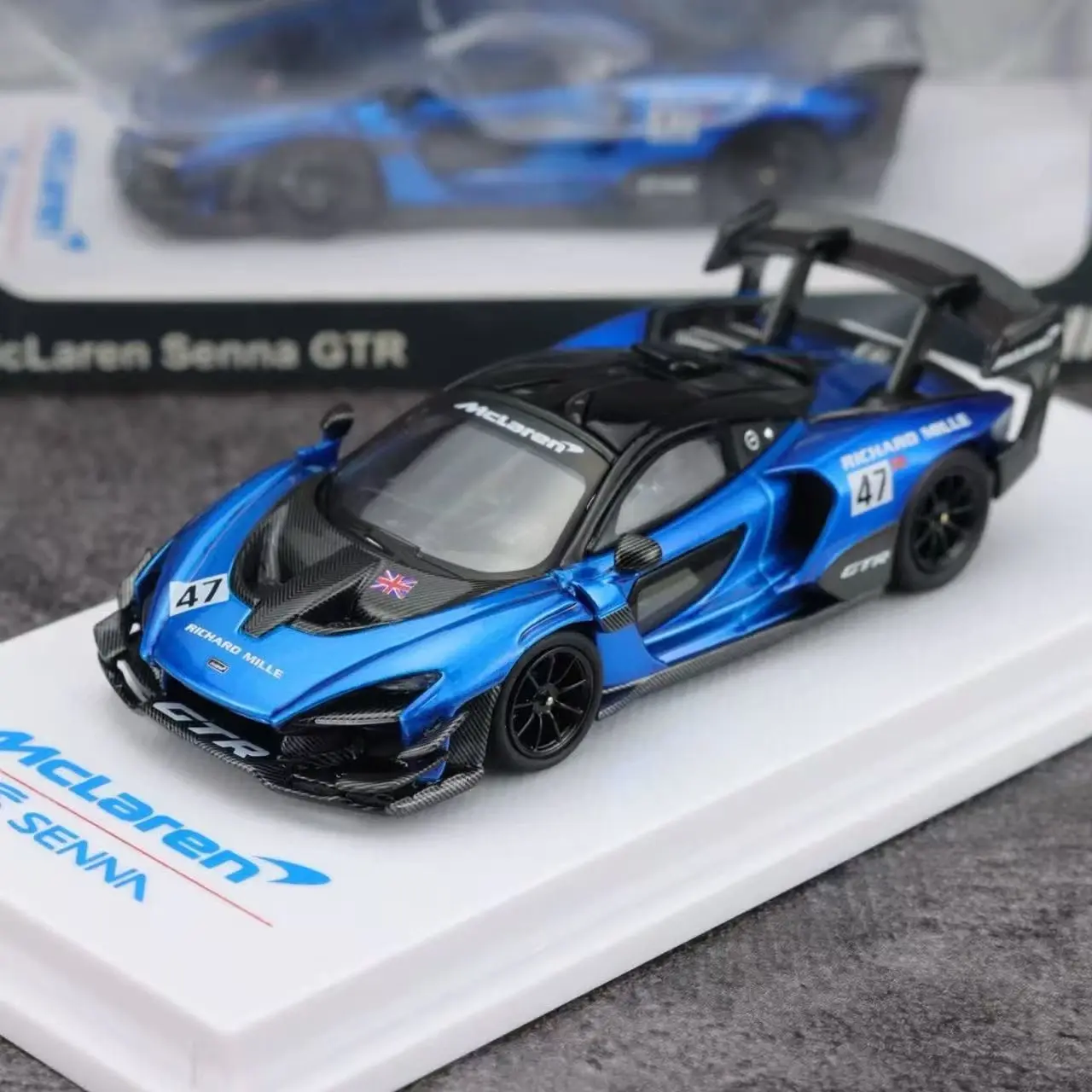MCLAREN SENNA GTR #47 METALLIC BLUE 1/64 DIECAST CAR MODEL BY CM MODELS