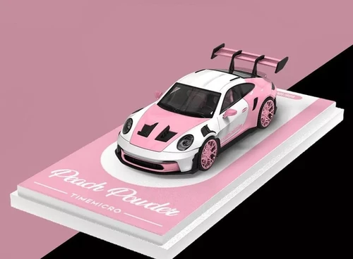 PORSCHE 992 GT3 RS VOLKSWAGEN T1 & TRAILER PEACH POWDER PINK 1/64