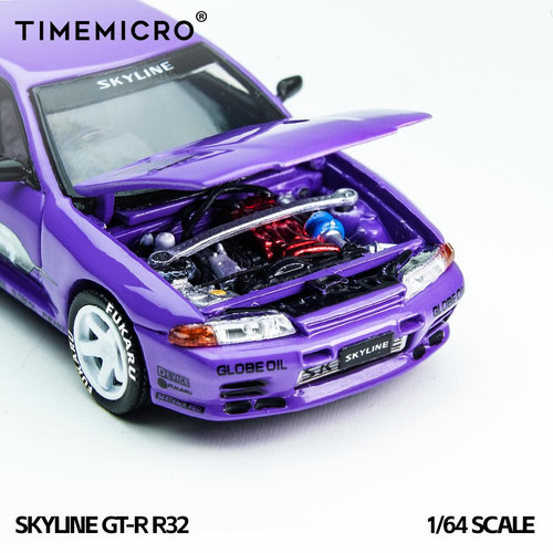 NISSAN SKYLINE GT-R R32 LOS SANTOS HOOD OPENS 1/64 DIECAST CAR BY
