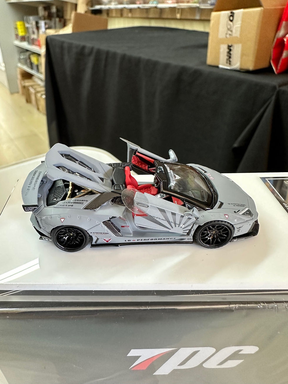 Thumbnail: LAMBORGHINI AVENTADOR LP700-4 COMBAT GREY FULLY OPENING 1/64 DIECAST CAR BY TPC
