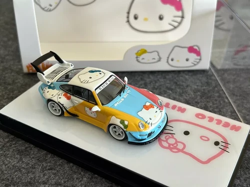 PORSCHE RWB 993 HELLO KITTY 1/64 SCALE DIECAST CAR MODEL BY FLAME