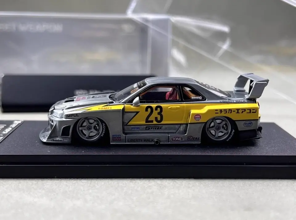 Thumbnail: NISSAN SKYLINE GT-R ER34 LBWK VARNISH HOOD OPEN1/64 DIECAST CAR BY STREET WEAPON