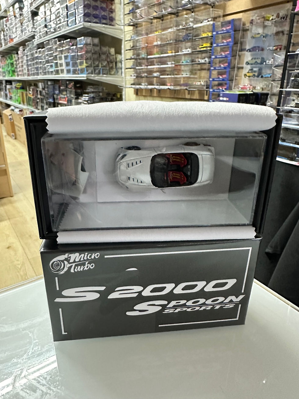 Thumbnail: HONDA S2000 SPOON WHITE WITH REMOVABLE ROOF 1/64 DIECAST CAR BY MICRO TURBO