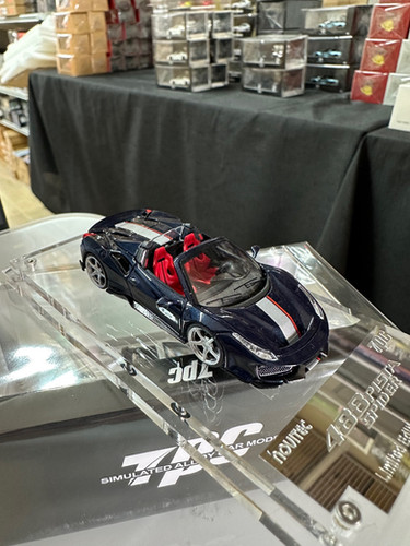 FERRARI 488 PISTA SPIDER NOVITEC METALLIC BLUE 1/64 DIECAST CAR