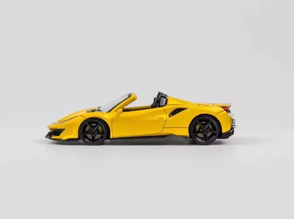 Thumbnail: FERRARI 488 NOVITEC ROADSTER YELLOW BLACK WHEELS 1/64 DIECAST CAR MODEL BY TPC