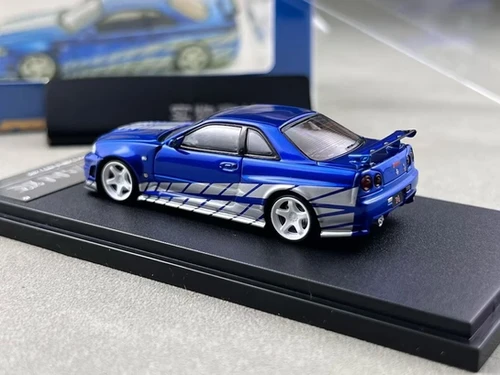 NISSAN SKYLINE GT-R R34 NISMO Z-TUNE BLUE SILVER 1/64 DIECAST BY