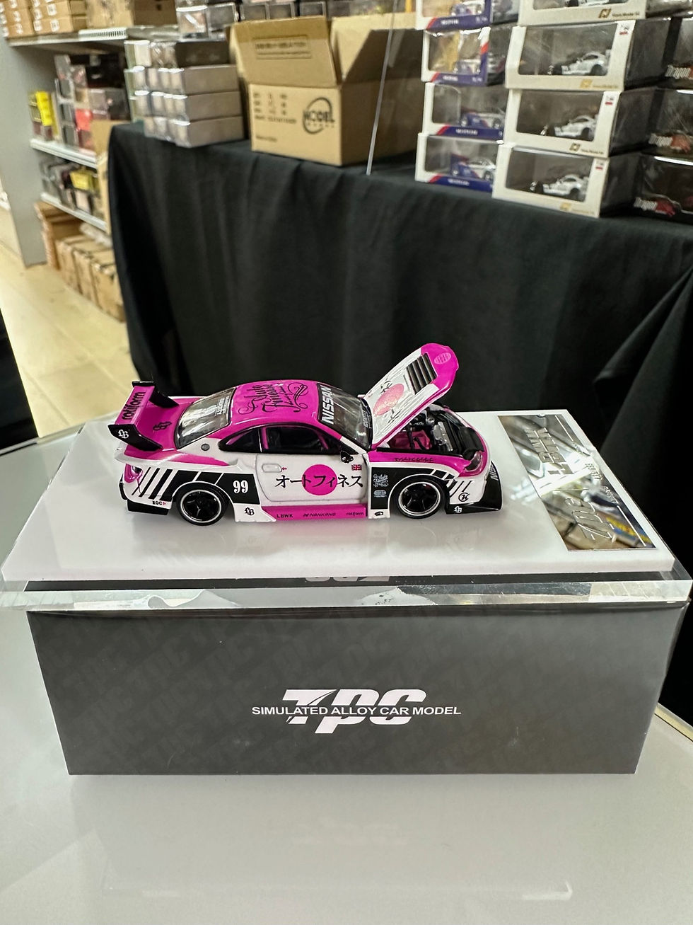 Thumbnail: NISSAN SILVIA S15 PINK WHITE LBWK HOOD OPENS 1/64 DIECAST CAR BY TPC MODELS